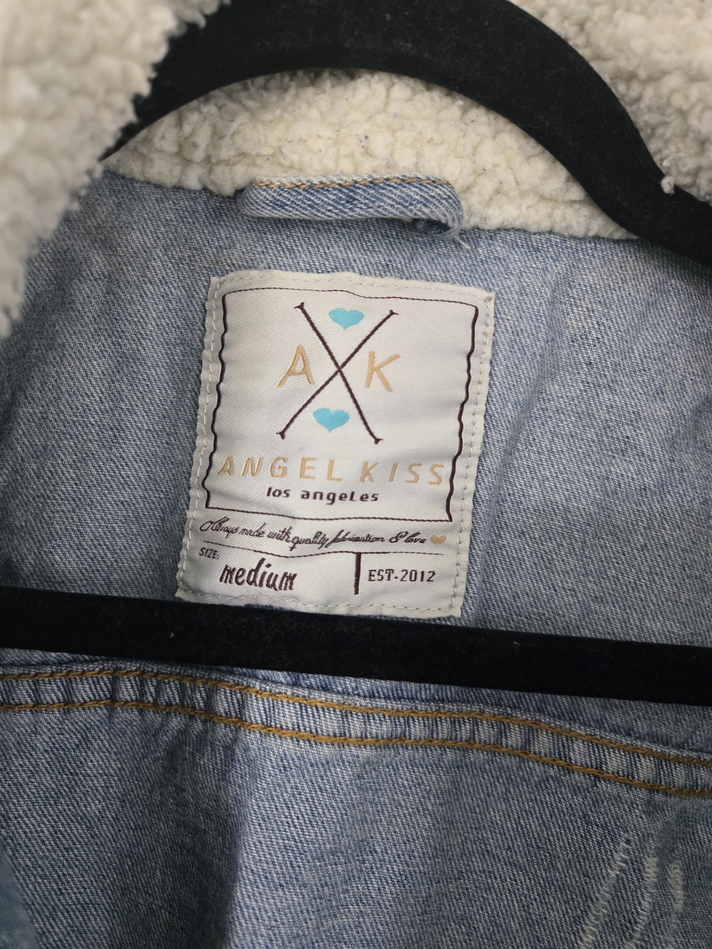 Angel Kiss Light Blue Jean Jacket with Sherpa Lining - Picture 3 of 5